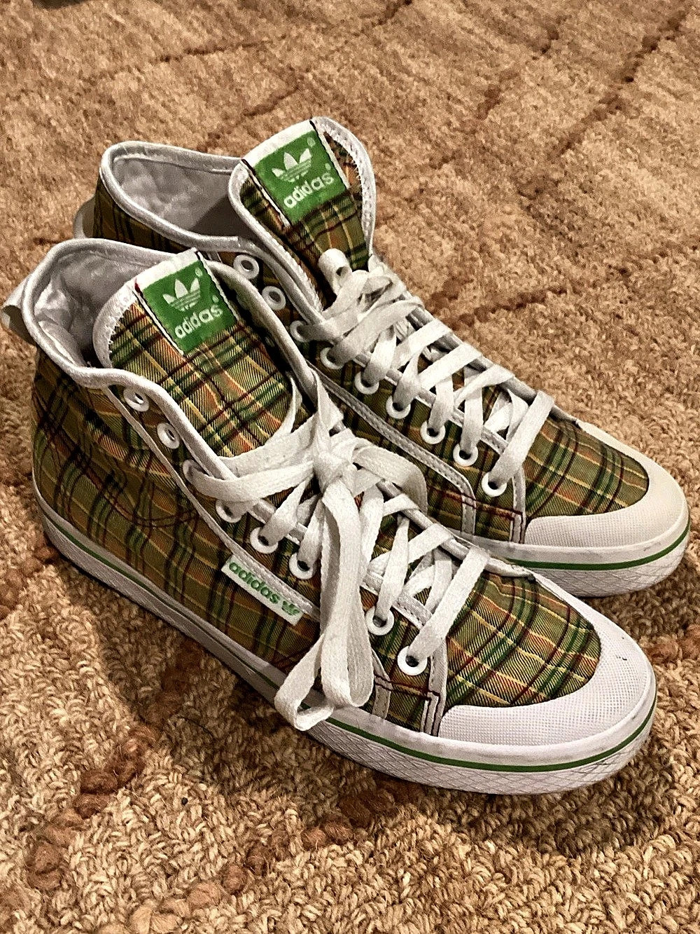 adidas Honey Mid Tartan Plaid High Top Sneakers US 8